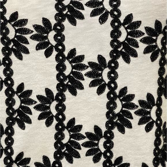 J. Crew Womens Embroidered Floral Peasant Top Cream 3/4 Sleeves Crewneck Small - Picture 4 of 10